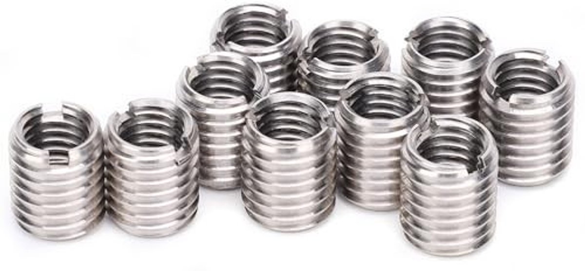Dailygoods- Schroefdraadbus 10 Stuks - RVS Reparatiemoer - M8/M10 Draadfout Reparatie - 12 MM Lengte - 9 MM Bodemgat - Duurzaam en Betrouwbaar