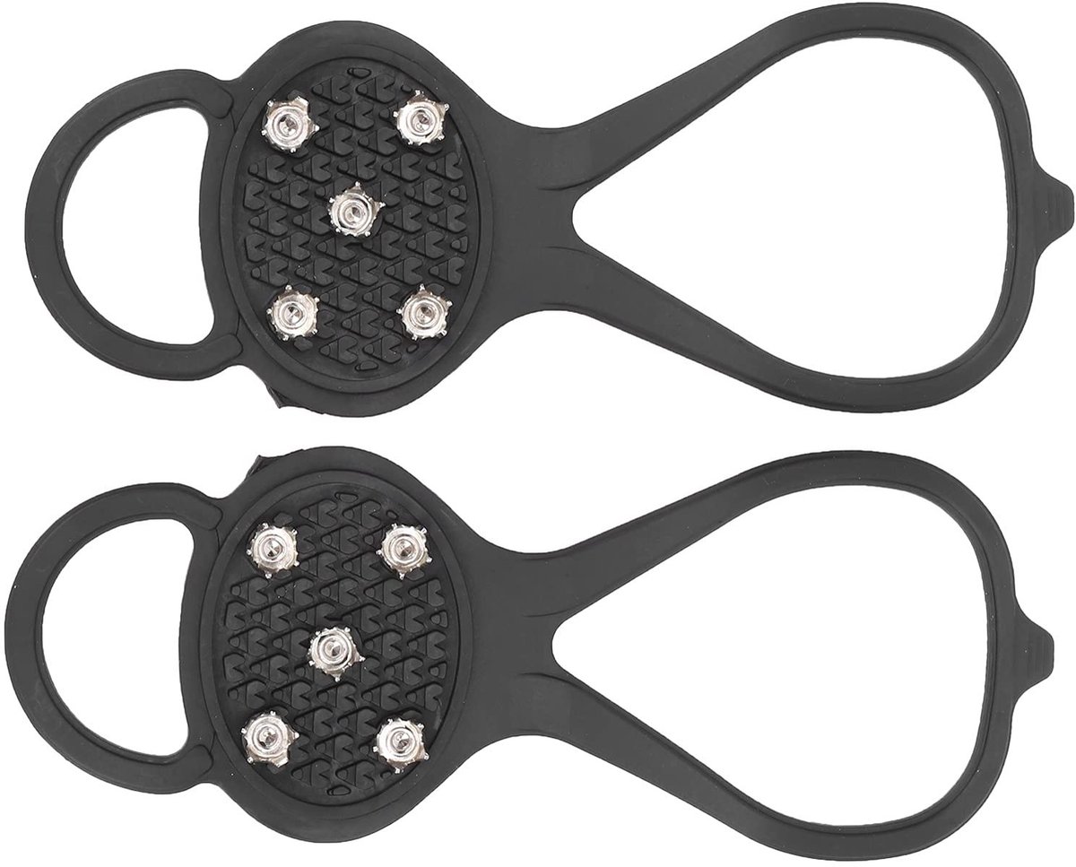 Dailygoods- Sneeuwklimstijgijzers 5 Tanden - Slipspikes - Lichtgewicht - Draagbaar - Opvouwbaar - Verbeterde Tractie - Sneeuwschoenspikes