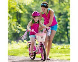Flintronic Bicycle Basket for Kids and Girls Front - Removable, Braided of Rattan with Leather Straps, Streamers, Bicycle Bell and Sticker