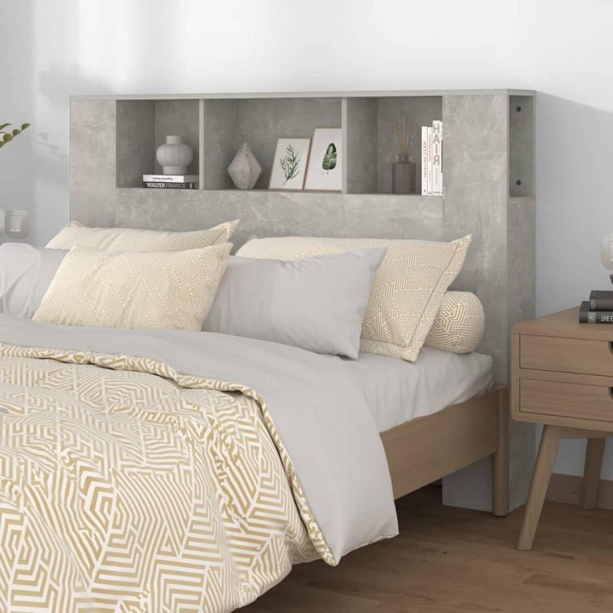 Hoofdeinde Kast - Bed Hoofdbord - Slaapkamer Organiseren - Met Opbergvakken - 140 cm Breed
