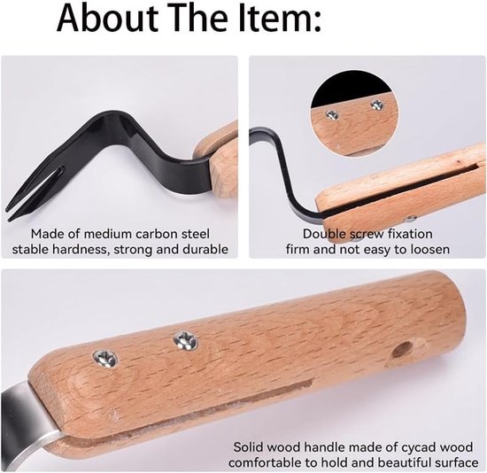 Onkruidverwijderaar Hout - Tuin Gereedschap - Onkruid Wieden - Ergonomisch Handvat - 19.5 cm - Niet gespecificeerd — afbeelding 2