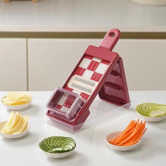 Groente Hakker - Keuken Gadget - Maaltijd Voorbereiding - 4-in-1 Functies - 30x12x6 cm - Rood van Groente — afbeelding 2