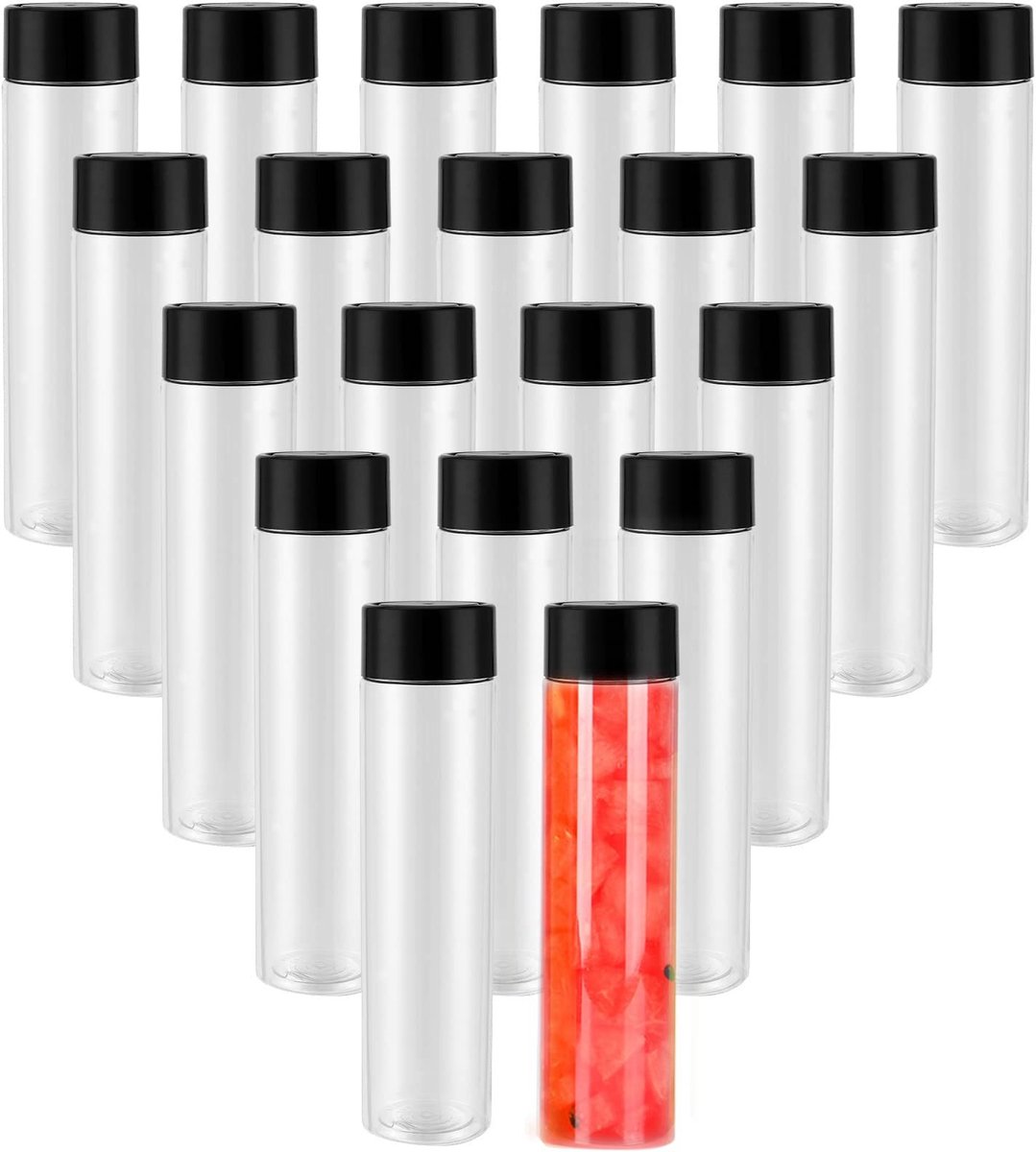Dailygoods- Sapflessen 20 Pack 350 ml - Doorzichtige PET Flessen - Met Zwarte Deksels - Lichtgewicht - Voedselveilig - Duurzaam en Sterk - Drankflessen