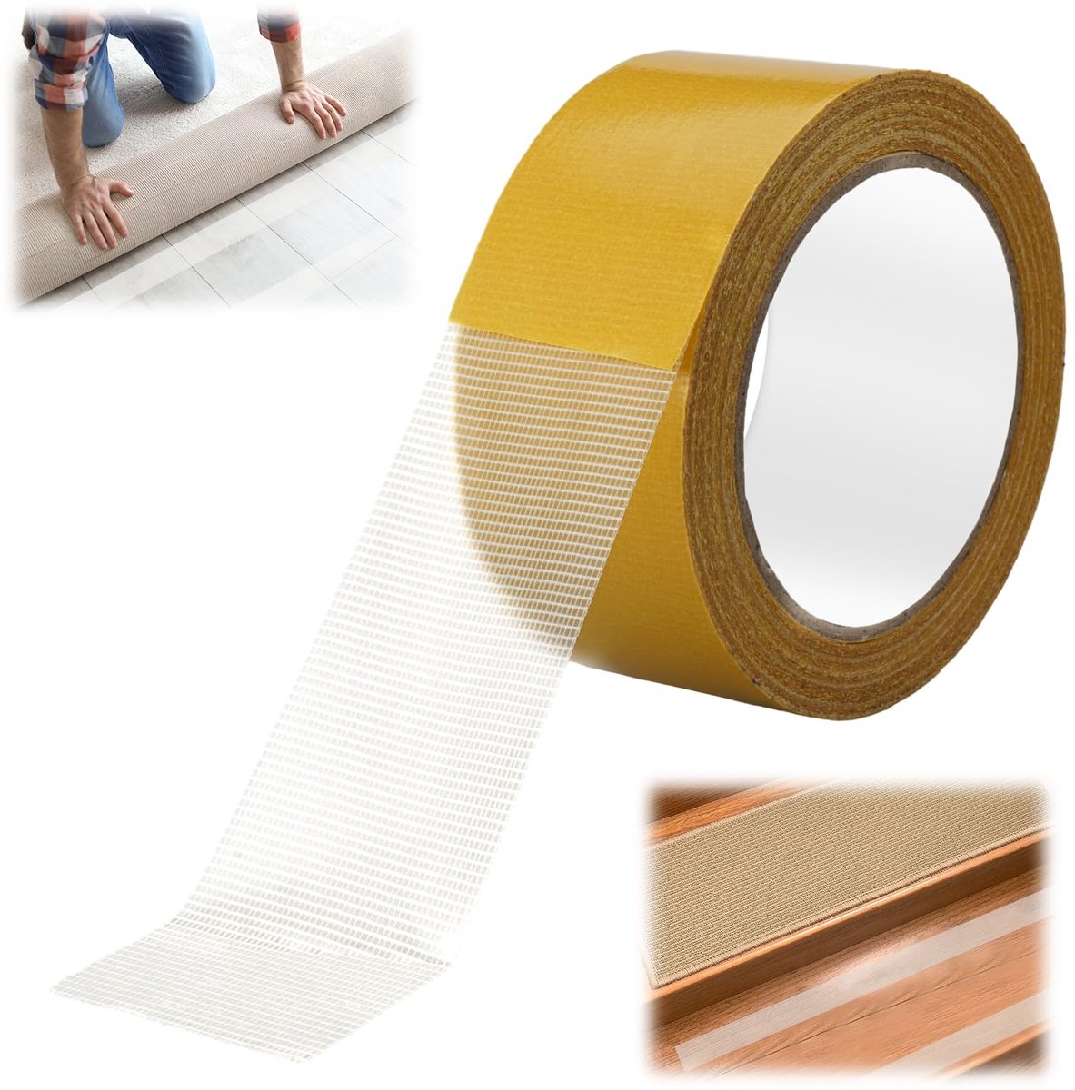 Dailygoods- Tapijttape 20m x 5cm - Dubbelzijdig - Extra sterk - Plakband voor tapijt - Geen restanten - Geschikt voor diverse oppervlakken