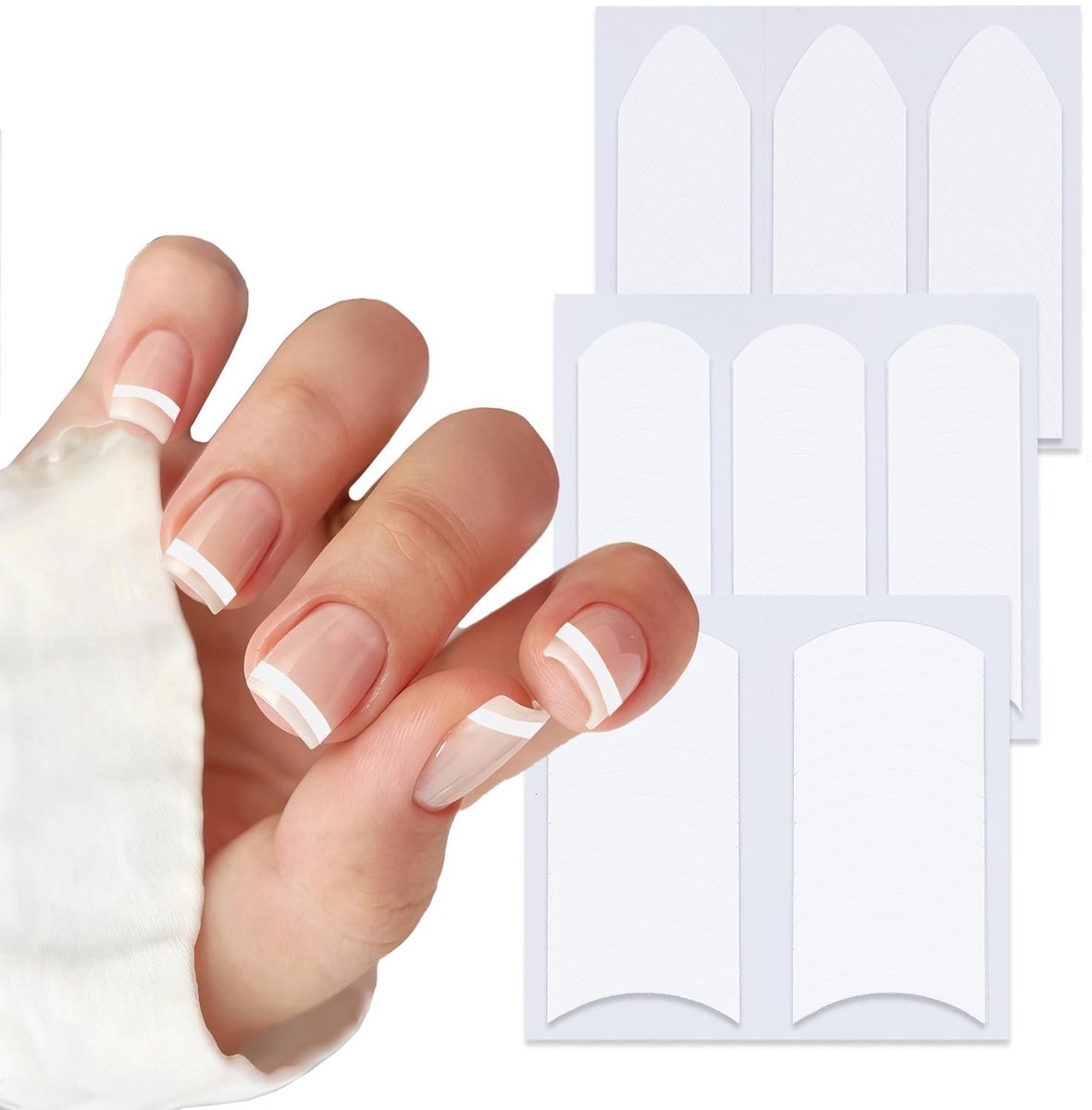 Dailygoods- Manicure Strips 2220 Stuks - Franse Nagelstickers - Zelfklevende Smile Stickers - V-vormige Nagelband - DIY Decoratie - Wit - Nagelsticker