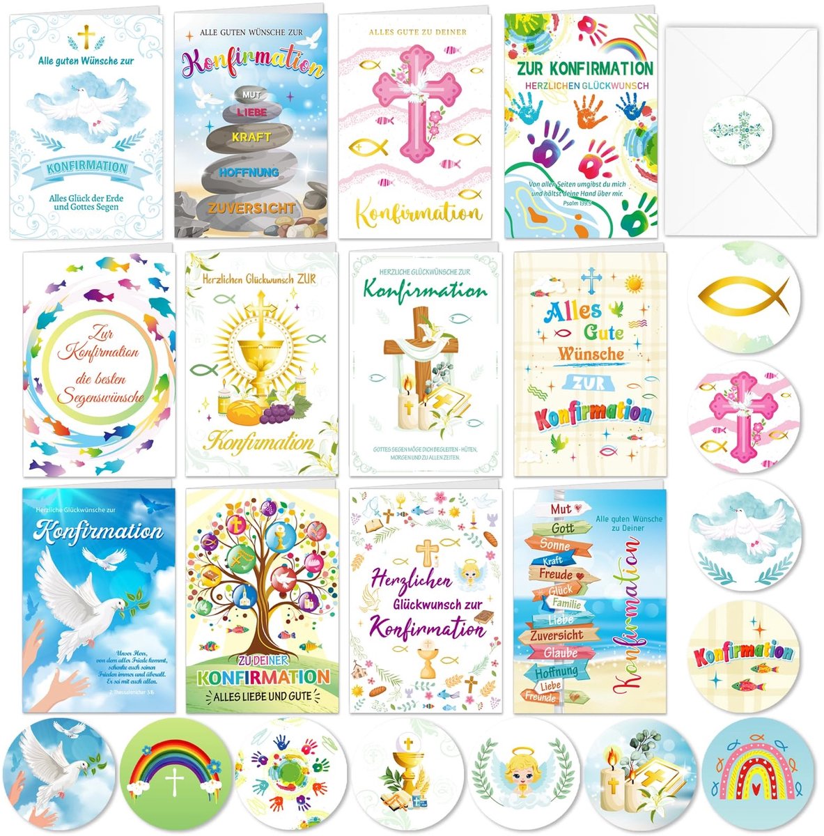 Dailygoods- Wenskaarten voor Confirmatie - Wenskaarten Set - Enveloppen - Wenskaarten Blanco - Wenskaarten Bedankt - Wenskaarten Verjaardag - Kaartjes