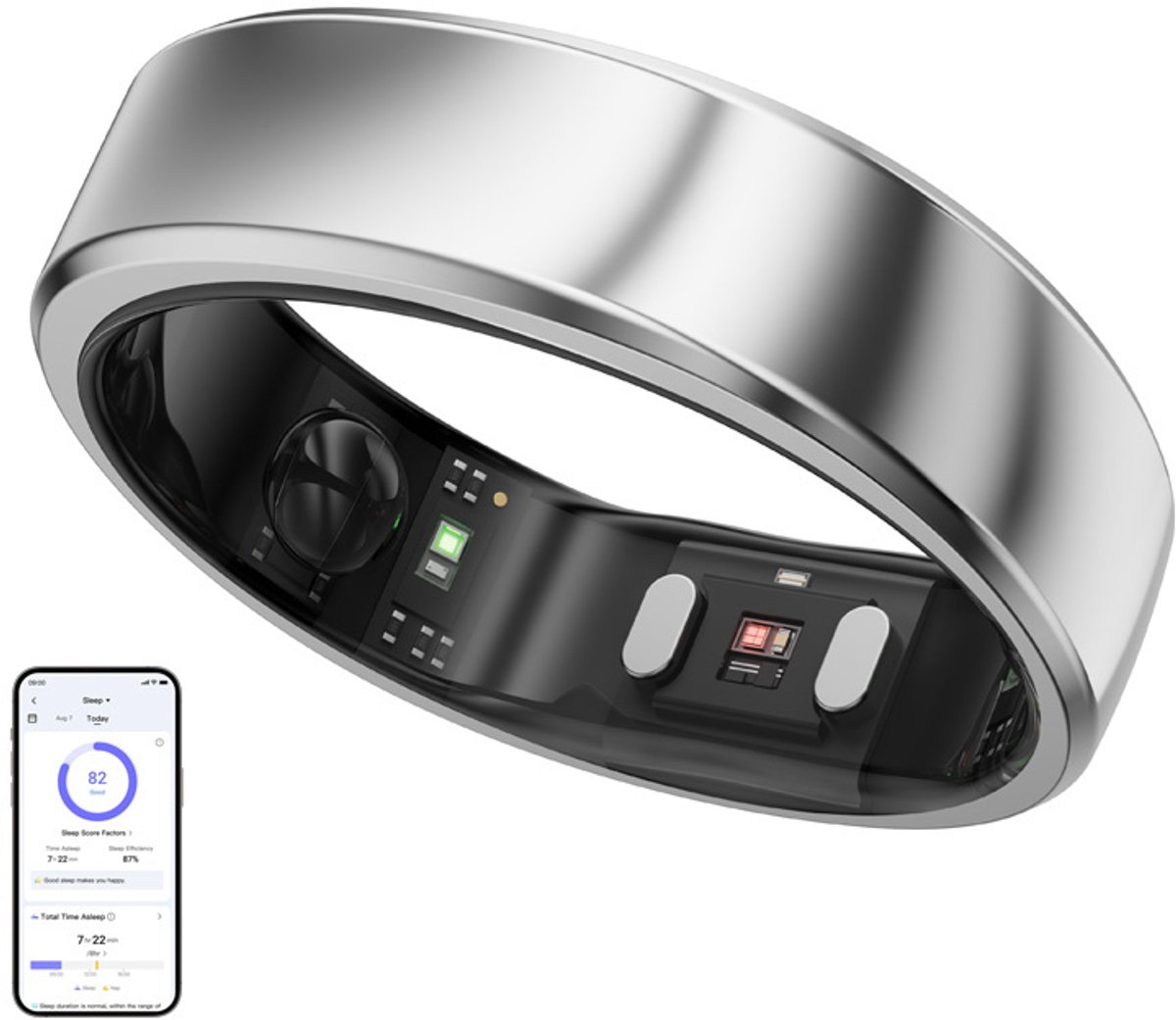Ringconn Smart Ring Gen 2 Air - Maat-#11 - Kleur: Zilver