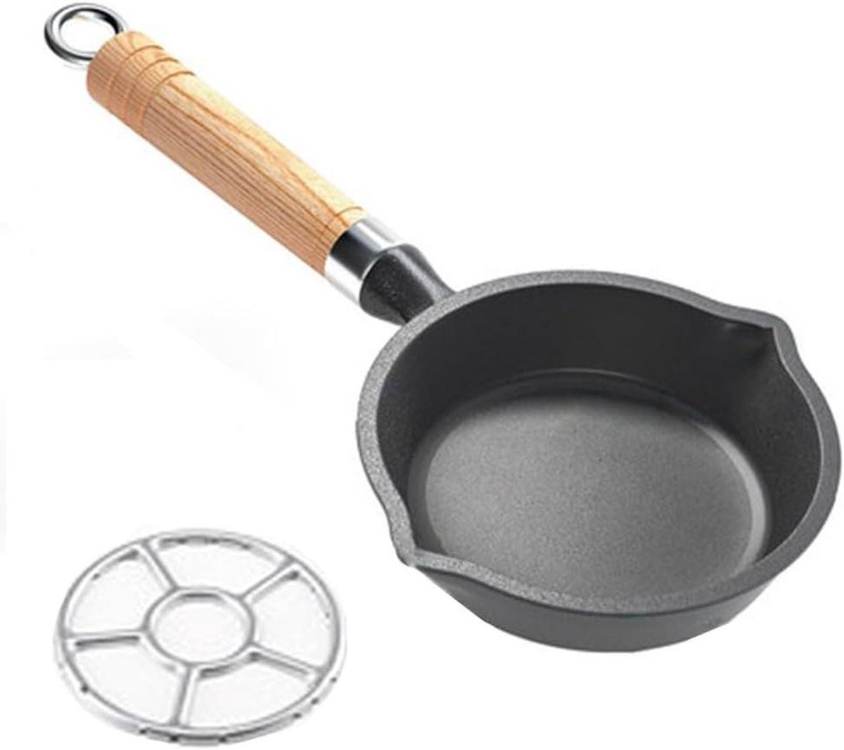 Gietijzeren pan - Mini koekenpan - Eieren bakken - Natuurlijke antiaanbaklaag - 10 cm - Zwart