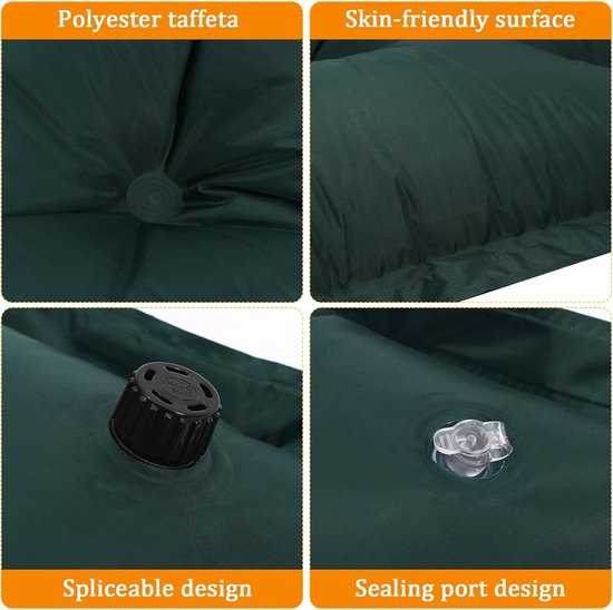 Zelfopblazend Kampeerbed - Slaapmat Outdoor - Buitenavonturen - Automatische Inflatie - 185x60cm - Groen — afbeelding 5