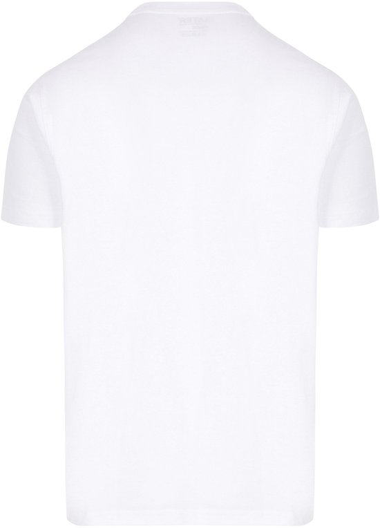 Achterkant van een wit Slater T-shirt met ronde hals.