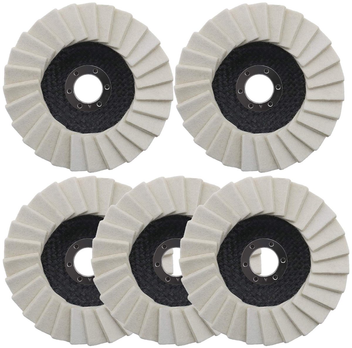 Dailygoods- Polijstschijf 125mm - 5 Stuks - Wolvilt - Onderlegschijf - Geschikt voor Metaal/Glas - Max RPM 15300 - Duurzaam en Praktisch - Polijstwiel