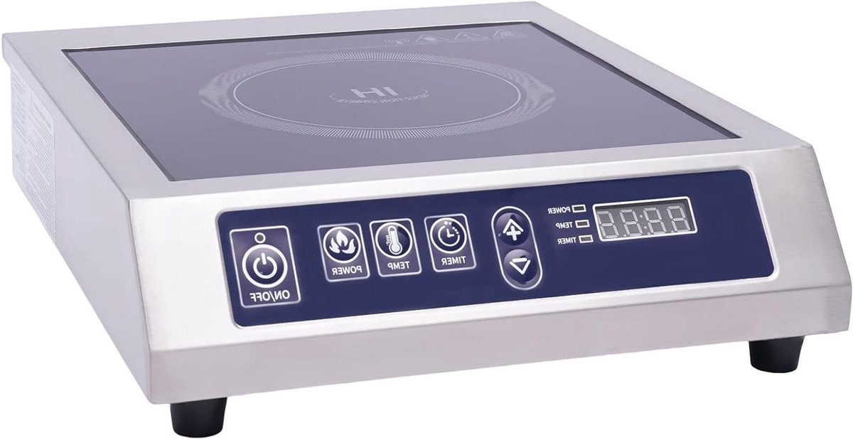 Inductiekookplaat - Kookplaat Enkel - Snel Koken - Oververhitting Beveiliging - 3500 W - Zilver Zwart