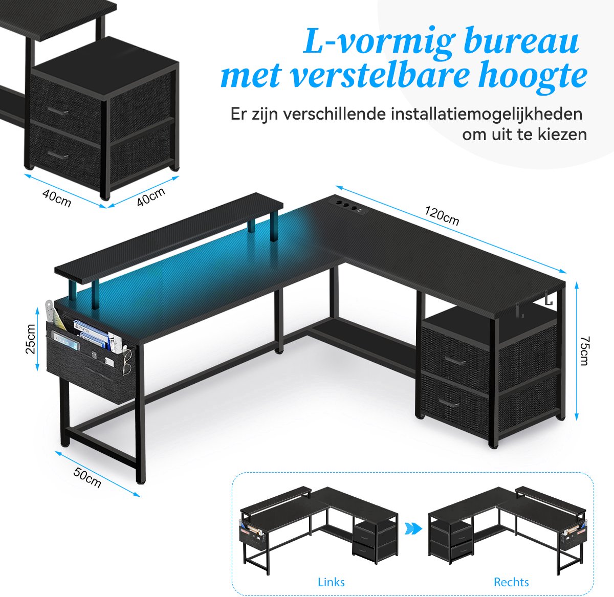 Mihtrov Mihtrov L-Vormig Gaming Bureau - afbeelding 2