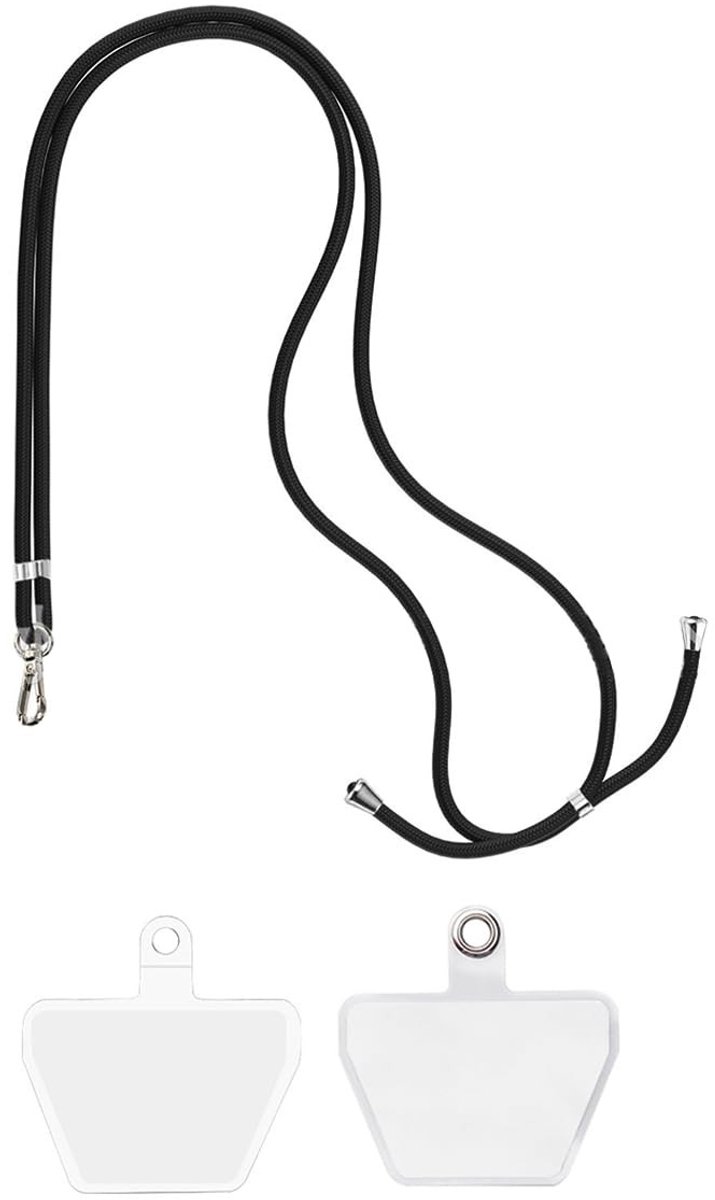 Dailygoods- Telefoonlanyard Verstelbaar tot 150 cm - Telefoonkoord - Universeel - Geschikt voor alle smartphones - Inclusief 2 metalen ringen - Polyester materiaal - Telefoonketting