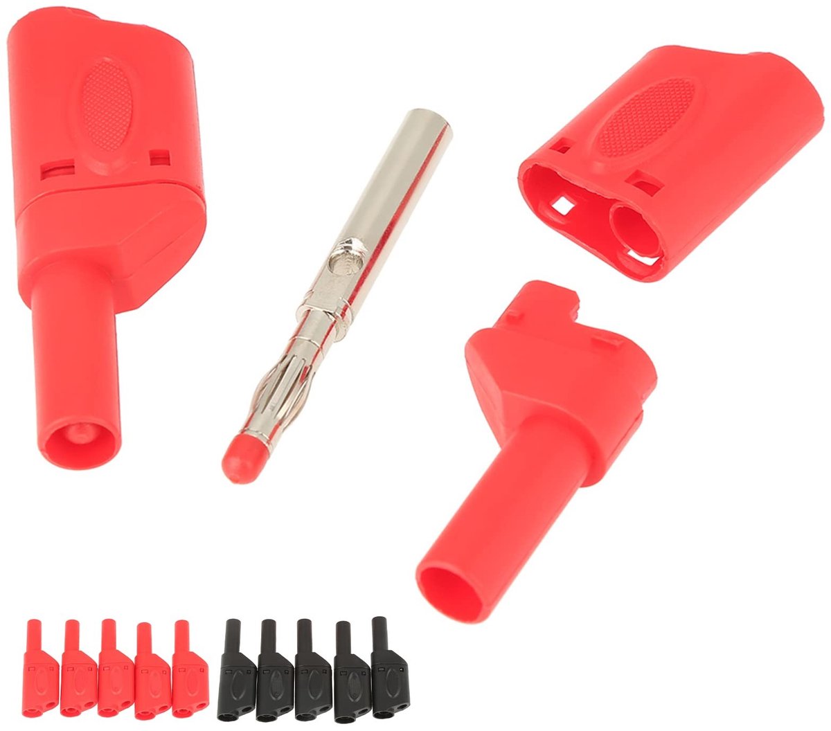 Dailygoods- Banaanstekkers Set van 10 - Stapelbare Connectoren - Veiligheid Geïsoleerd - 4 mm Max Kabeldiameter - Hoogwaardig Messing - 14 AWG Ondersteuning - Connector