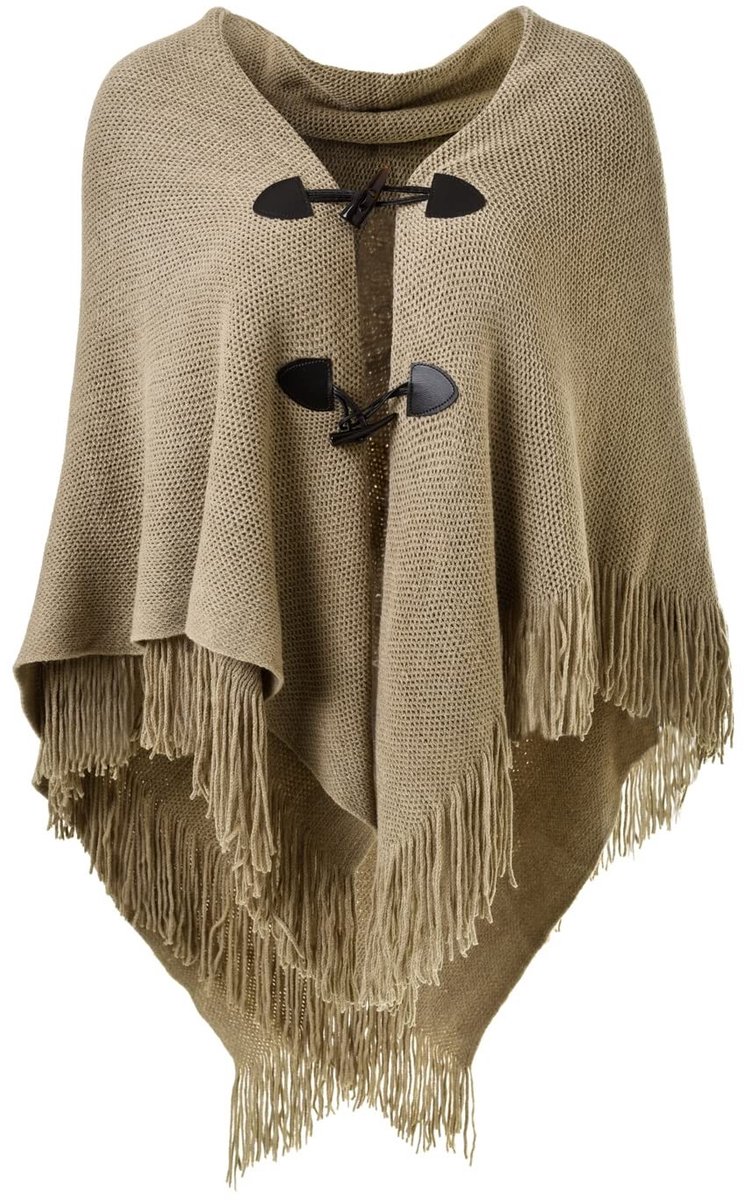 Dailygoods- Poncho Dames Luxe - Open Voorkant - Losse Pasvorm - Omzoomde Cape Sjaal - Zachte Franjes - Schokbestendig Garens