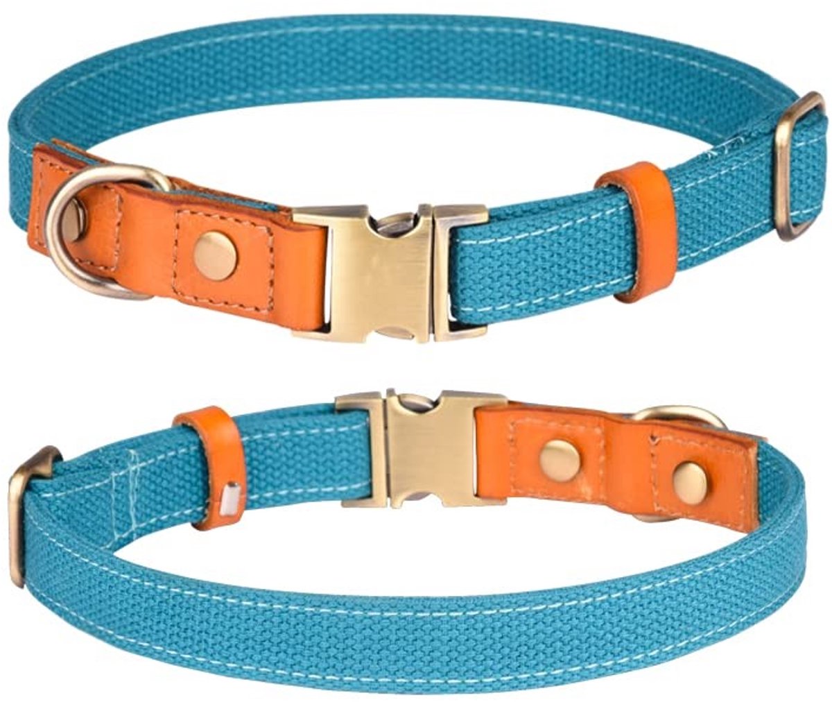 Dailygoods- Halsband Verstelbaar - Nylon/Hondenhalsband - Veiligheidsgesp - Roestvrij Staal - Lichtgewicht - Ademend Materiaal - Geschikt voor kleine/middelgrote/grote honden