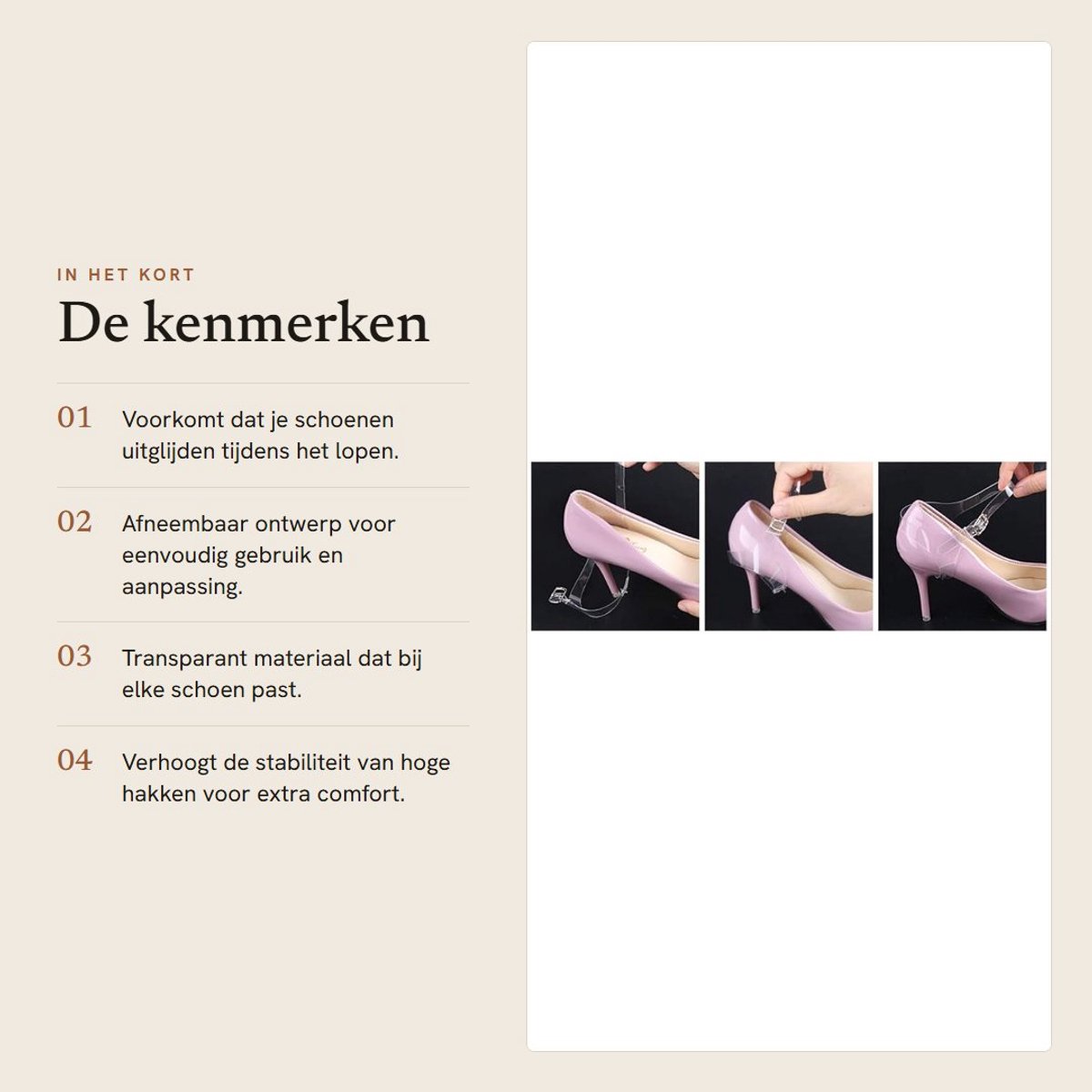 Dailygoods- Schoenriemen Transparant - Antislip Veters - Afneembare Hielriemen - Voor Vrouwen - Zacht TPU - Comfortabel Ontwerp - Schoenveters