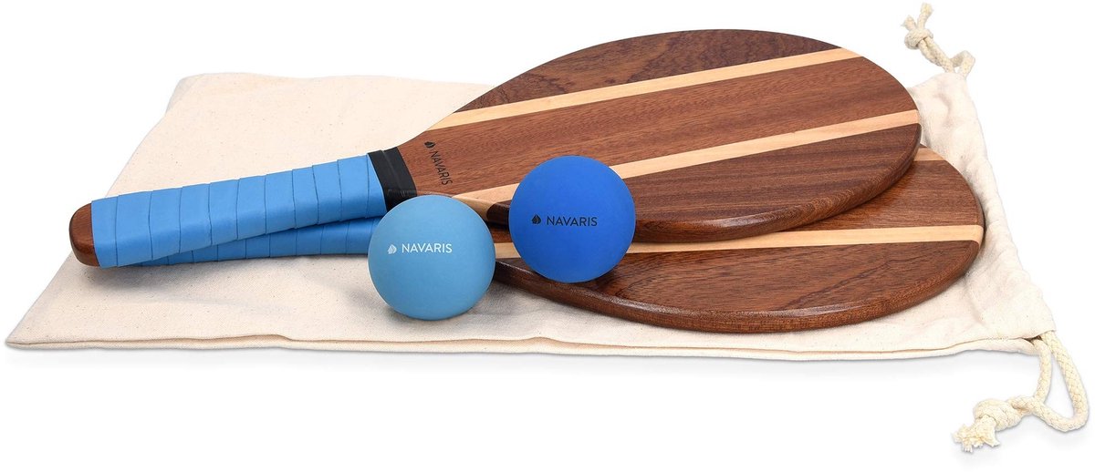 Dailygoods- Beach Tennis Set - Houten Rackets - 2 Ballen - Frescobol Set - Strand/Tuin/Park - Geschikt voor Alle Leeftijdsgroepen - Paddleball Set