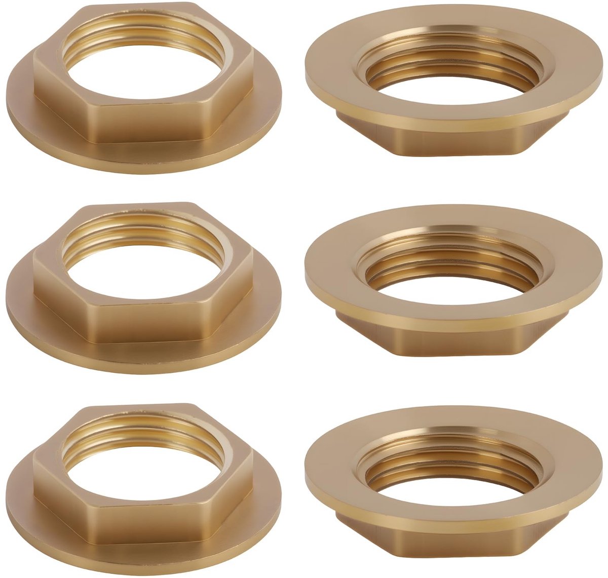 Dailygoods- Zekeringsmoeren 6 Stuks - Zeskantige Flens - Messing - G1/2 Binnendraad - Corrosiebestendig - Eenvoudig te Monteren - Borgmoeren