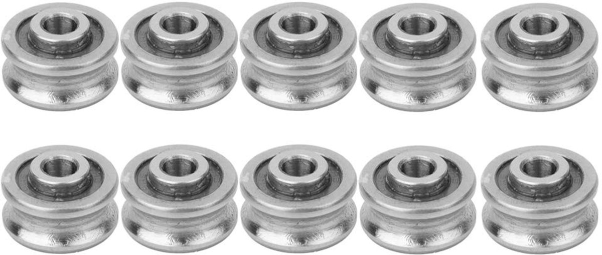 Dailygoods- U-groeflager 10 Stuks - Roestvrij Staal - Binnendiameter 5 mm - Buitendiameter 17 mm - Dikte 8 mm - Hoge Duurzaamheid - Lager