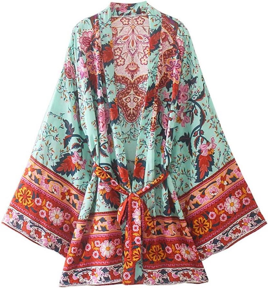 Korte Kimono - Strandjas Bloemig - Casual Dagelijks - Losse Pasvorm - One Size - Multicolor