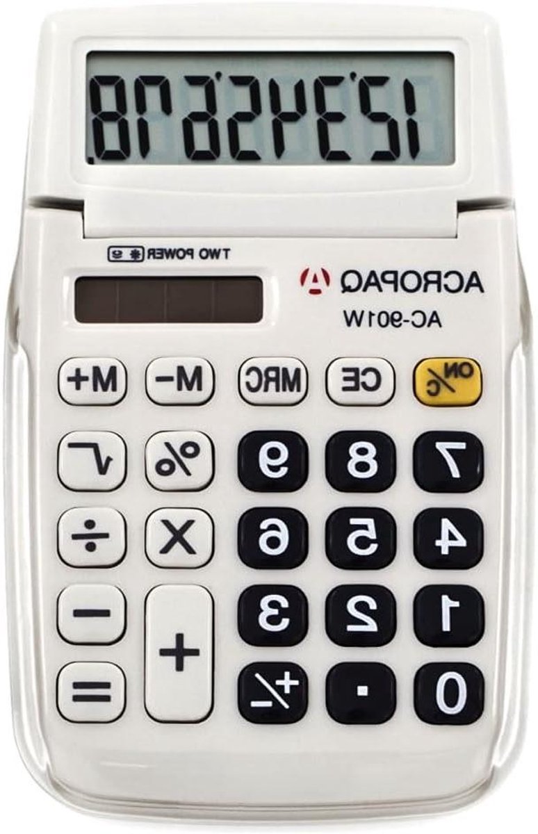 Rekenmachine - Zakrekenmachine - Dagelijkse Berekeningen - 8-Cijferig LCD - 115 x 70 x 7 mm - Wit