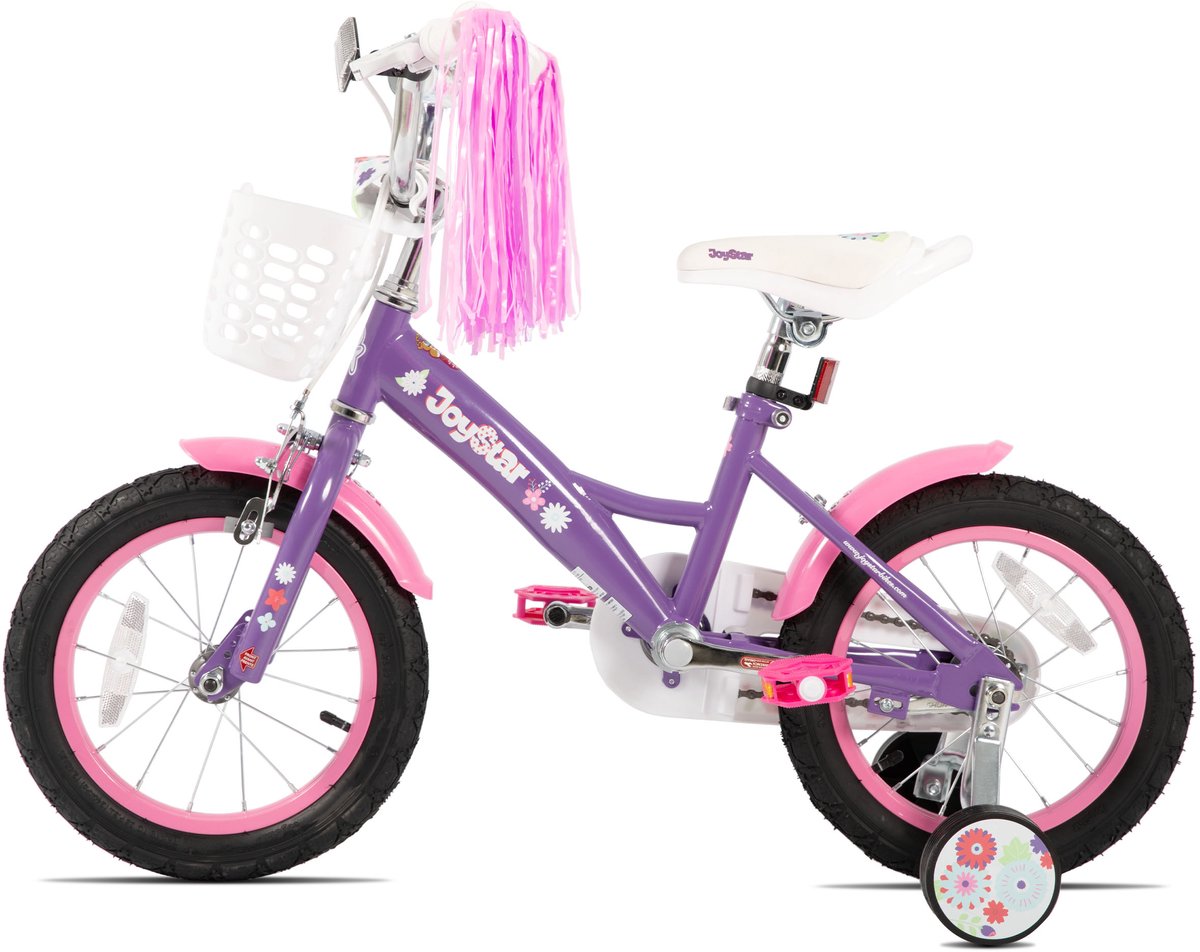 JOYSTAR Little Violet Kinderfiets voor Meisjes 12 Inch Met Stuurslingers Paars