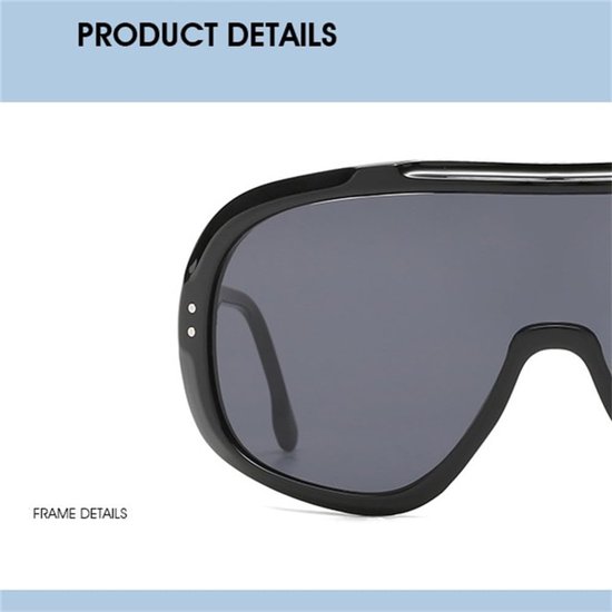 Oversized Zonnebril - Grote Goggles - Bescherming Tegen Zon - UV400 Bescherming - 65mm Lensbreedte - Spiegelend — afbeelding 2