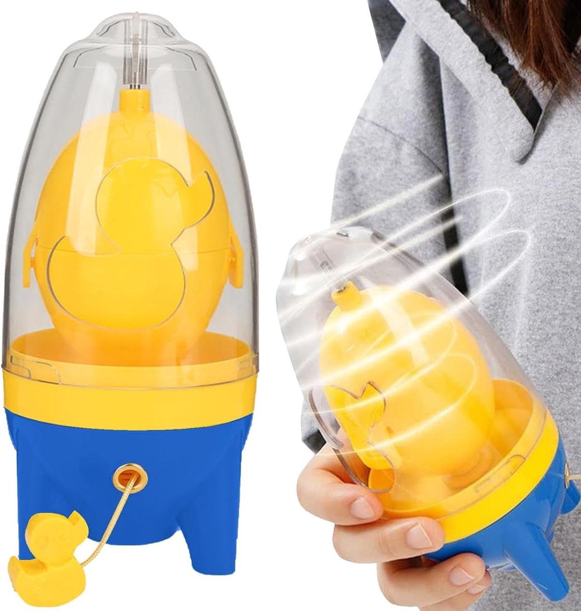 Handmatige Eierschudder - Gouden Mixer - Eieren Maken - Snel Touw Trekken - 19 cm Lengte - Blauw