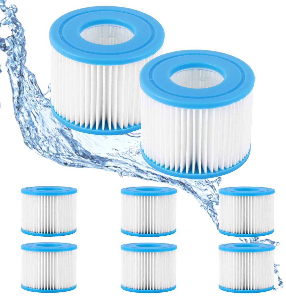 RosaBloom Vervangende Spa Filters - Set van 8 - Geschikt voor Bestway Lay-Z-Spa Filterpomp - Hot Tub & Zwembad Filterpatronen - Hoogte 8 cm