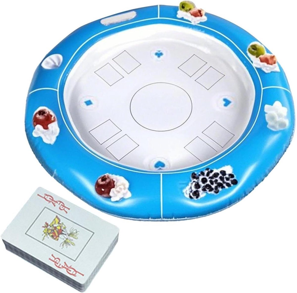Drijvende Speltafel - Opblaasbare Tafel - Zwembad Entertainment - Met Drankhouders - Diameter 100 cm - Blauw