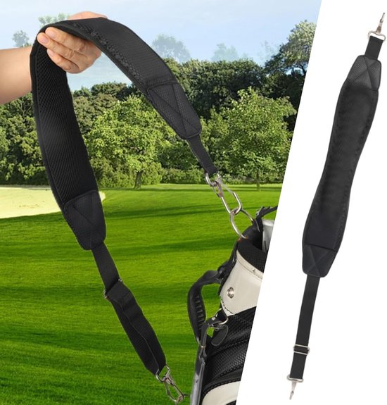Golftas Draagriem - Schouderband Golftas - Comfortabel Dragen - Verstelbaar Enkel Gevoerd - 120cm Lengte - Zwart van Merkloos — afbeelding 4