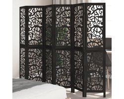Gecheer Paulownia Room Divider Room Divider Decorative Wall Partition for Living Room Bedroom Office Black Solid Wood
