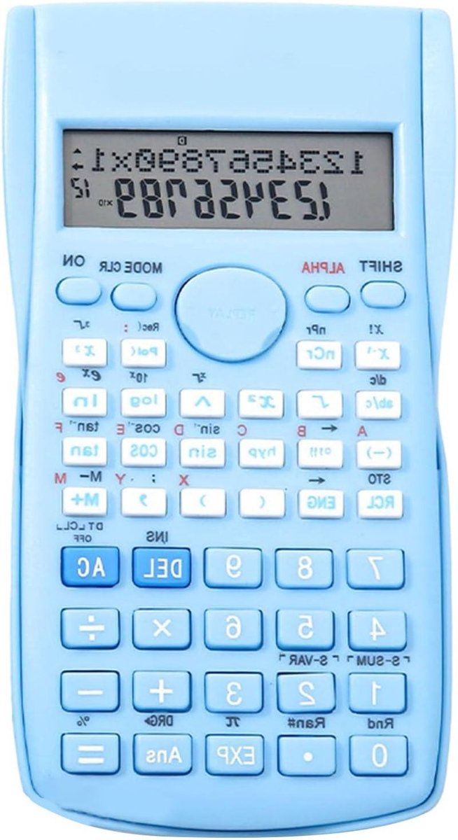Wetenschappelijke Rekenmachine - Studenten Rekenmachine - Studeren Examen - 240 Functies Groot Display - 12 Cijfers - Blauw