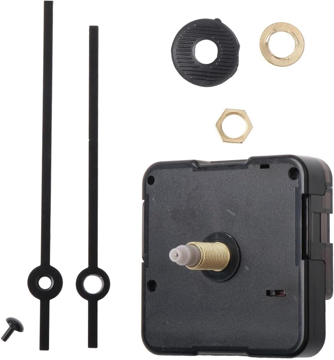 Wandklok Beweging - Uurwerk Kit - DIY Klok Reparatie - Stille Werking - Lange As - Zwart