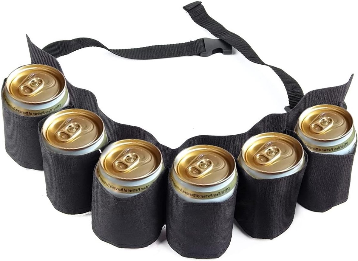 Bierdrager voor Soda Blikjes, Ideaal voor Kamperen, Wandelen en Buitenfeesten, Zwart en Handig Ontwerp