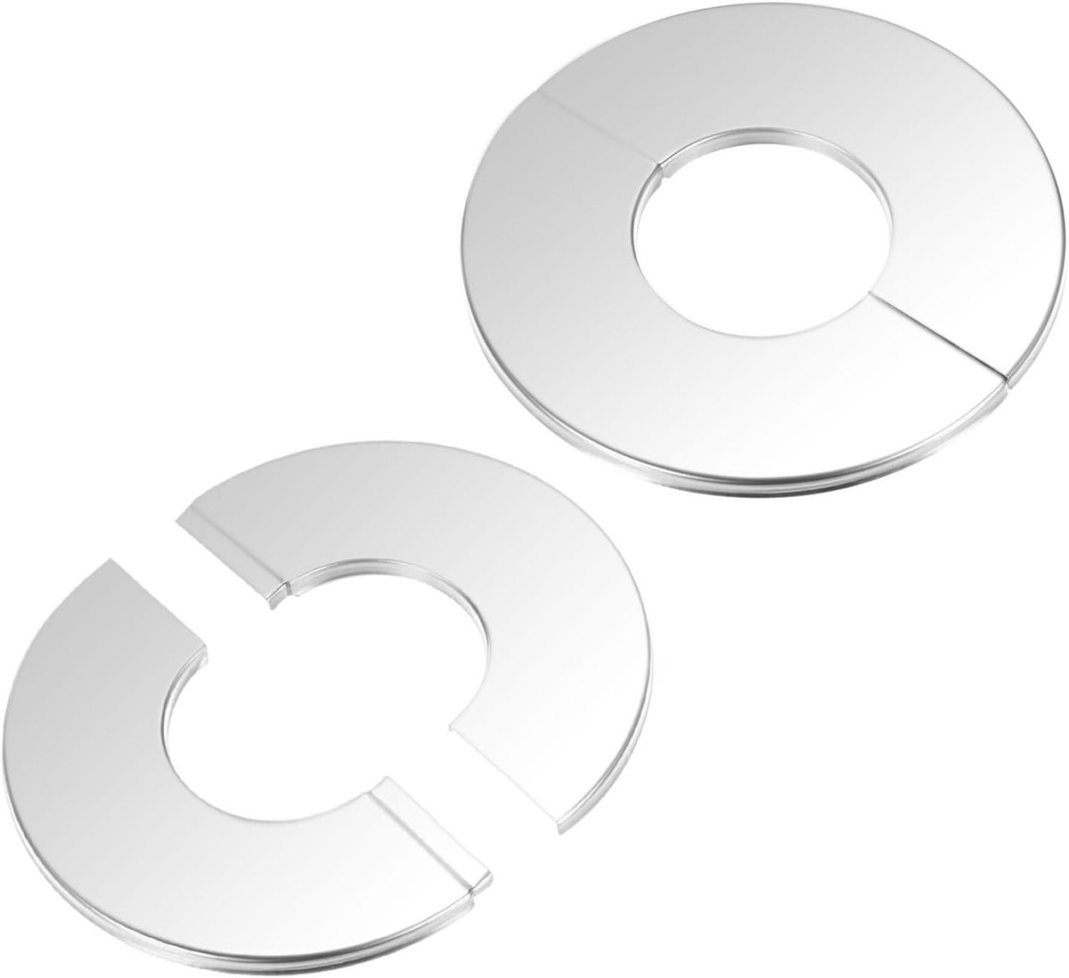 2-Pack Wand Split Flens voor 1.6 inch/40mm OD Buizen, Ronde Zelfklevende RVS Afdekking voor Waterleidingen en Kranen