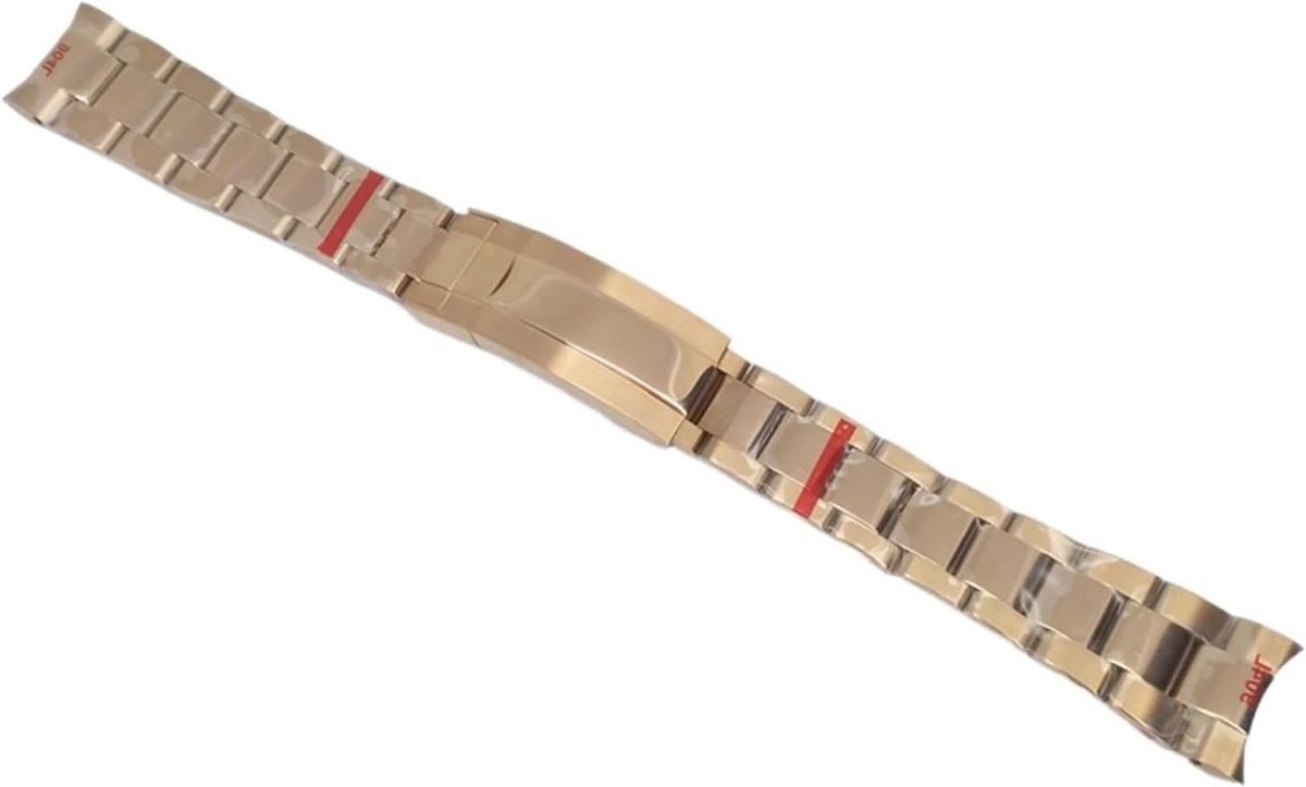 Horlogeband Roestvrij Staal - Metalen Band - Horloge Vervangen - Vouwsluiting - 20 mm Breed - Zilver Roségoud Zwart