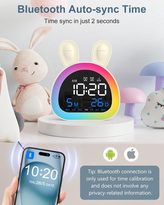 Kinderwekker - Digitale Wekker Slaapkamer - Slaaptrainer Kinderen - tijd trainer — afbeelding 4