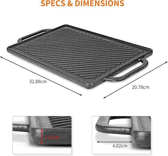 Tafelgrill Inductie - Bakplaat - Gietijzer - kookplaat accessoire — afbeelding 5