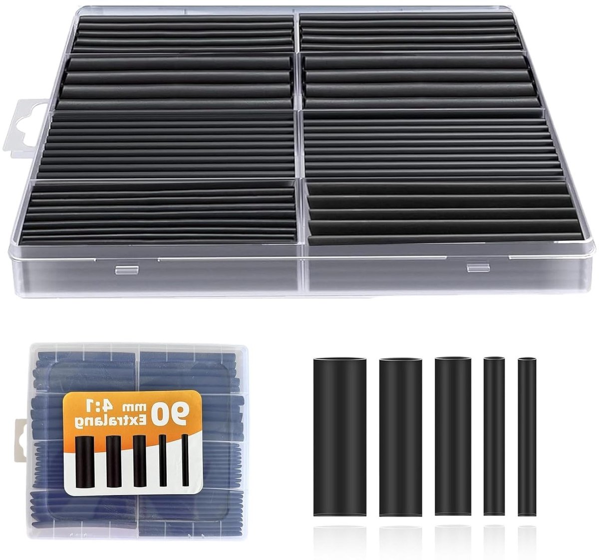 Heat Shrink Tubing Set van 100 Stuks, 4:1 Krimpverhouding, Waterdichte Isolatie en Elektrische Bekabeling, Beschikbaar in 5 Maten voor Optimale Bescherming