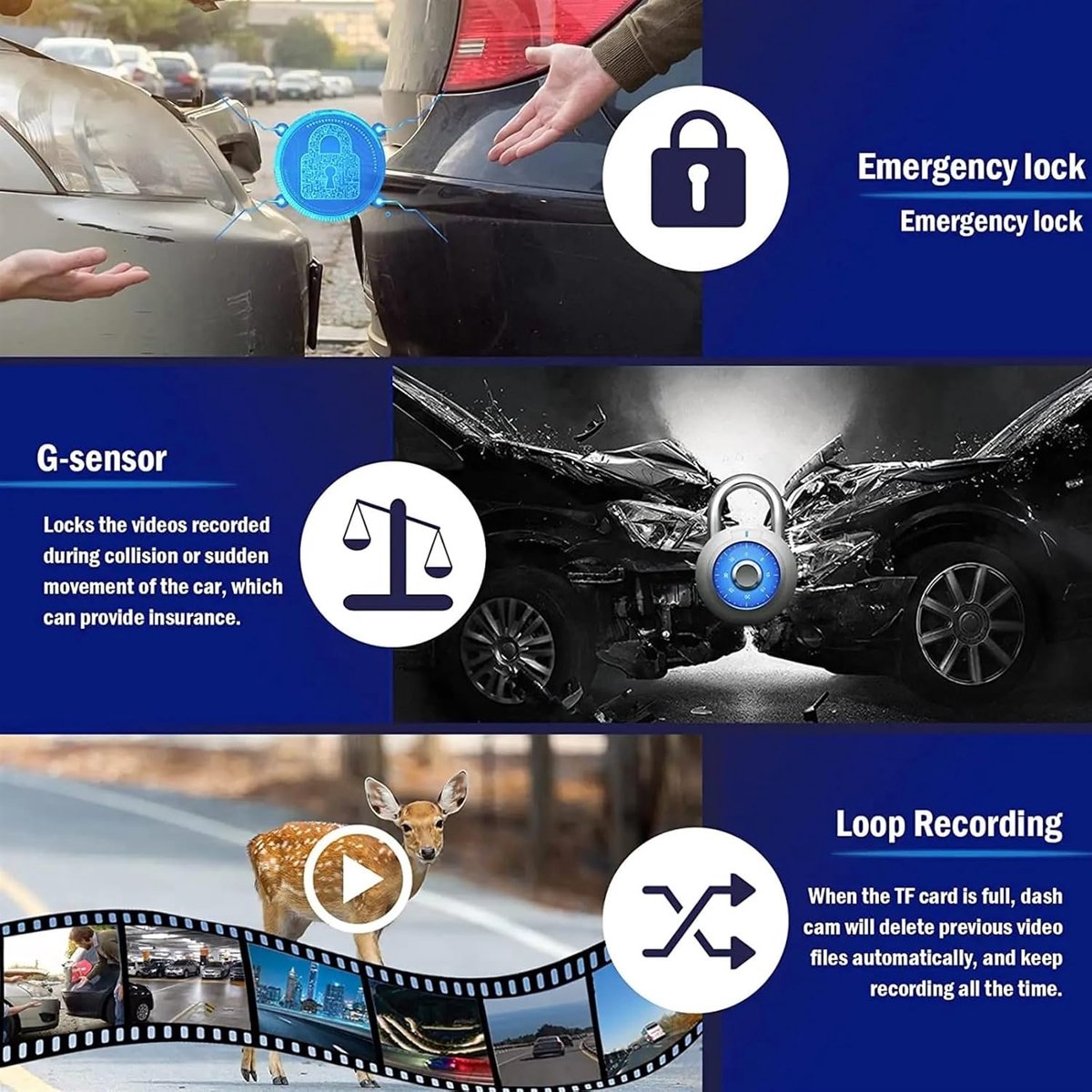 Dashcam Auto DVR WiFi Dashcam Full HD 1080P Dual Lens Achteruitrijcamera Parking Monitor Video Recorder Auto Registrator Camcorder Dash Cam GPS Dash Camera(zwart,32G) – foto 3
