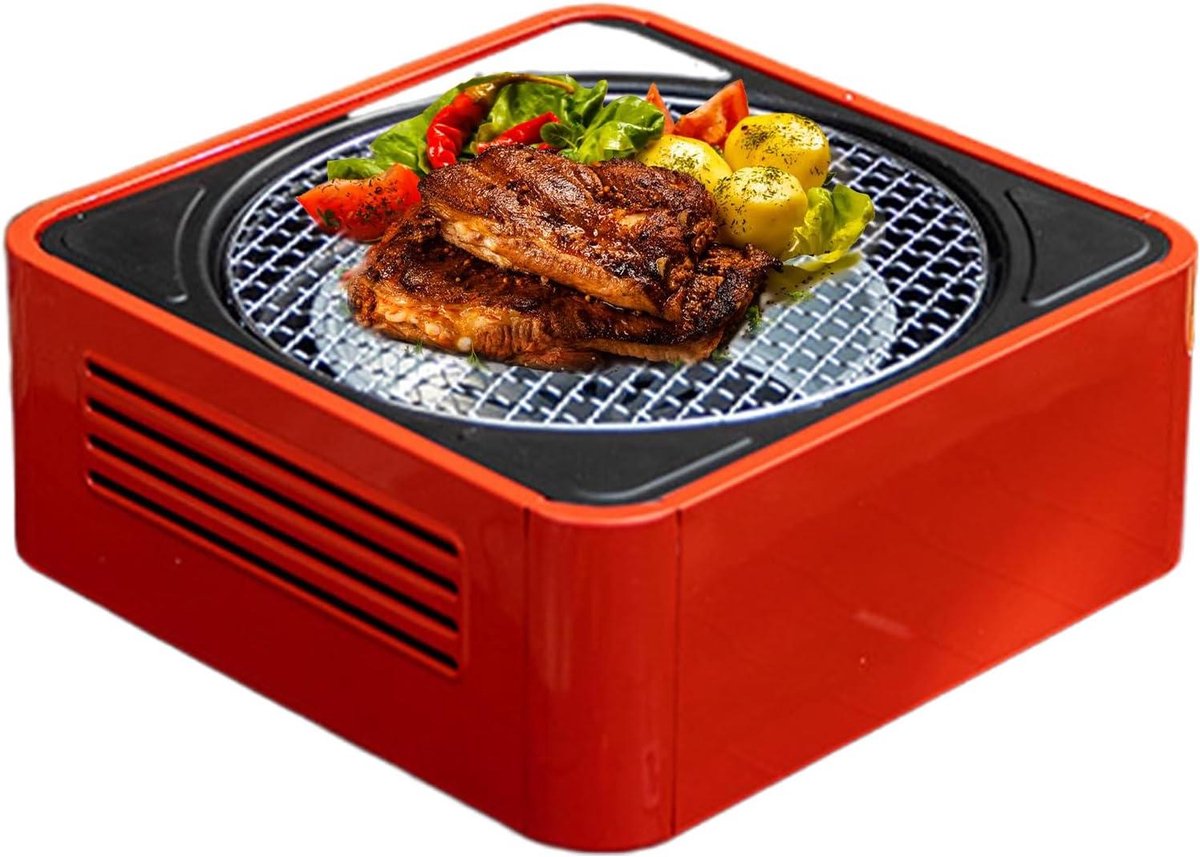 Draagbare Houtskoolgrill Compacte Grill Outdoor Koken Efficiënte Ruimte 17 x 41 x 17 cm Rood