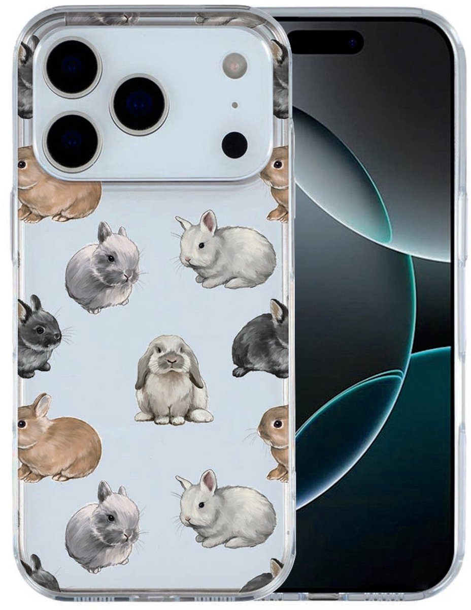 iPhone 17 Pro Max Hoesje Konijntjes – Schattig TPU Cover met Konijn Print