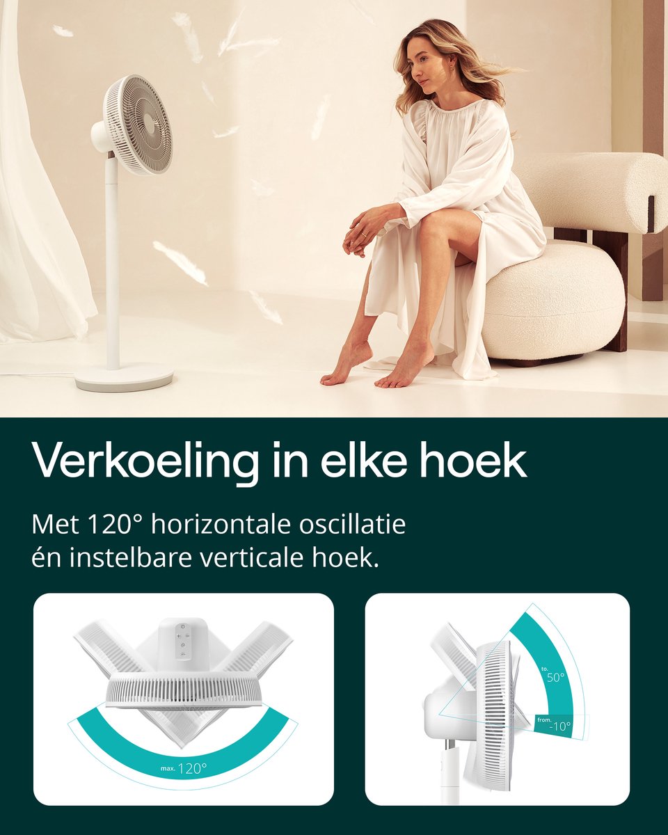 Duux Whisper Essence Ventilator - Stille Statiefventilator met 7 snelheden - Laag verbruik van van 16W - Wit — afbeelding 5