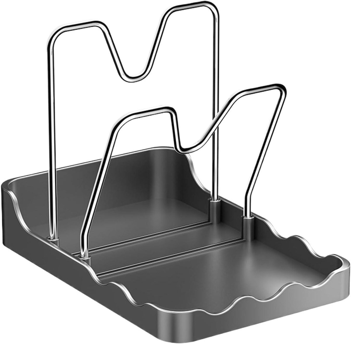 Deksel Organizer - Lepel Houder - Keuken Opbergen - Met Druppellade - 15 cm Breed - Grijs