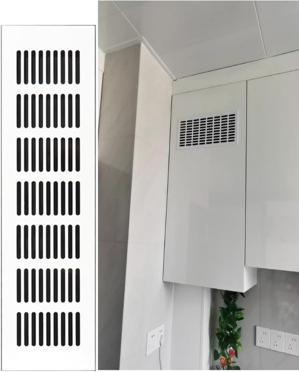 Ventilatierooster Aluminium - Luchtuitlaat Deksel - Kast Ventilatie - Hoge Luchtdoorlaatbaarheid - 60x300mm - Natuurlijk