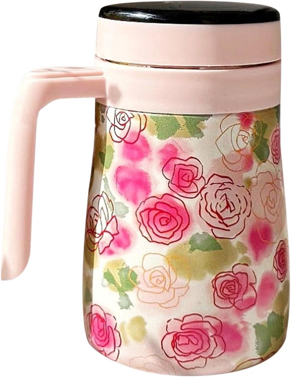Koffie Kan - Thee Pot - Warme Dranken Serveren - Elegant Bloemendessin - 550ml Inhoud - Roze