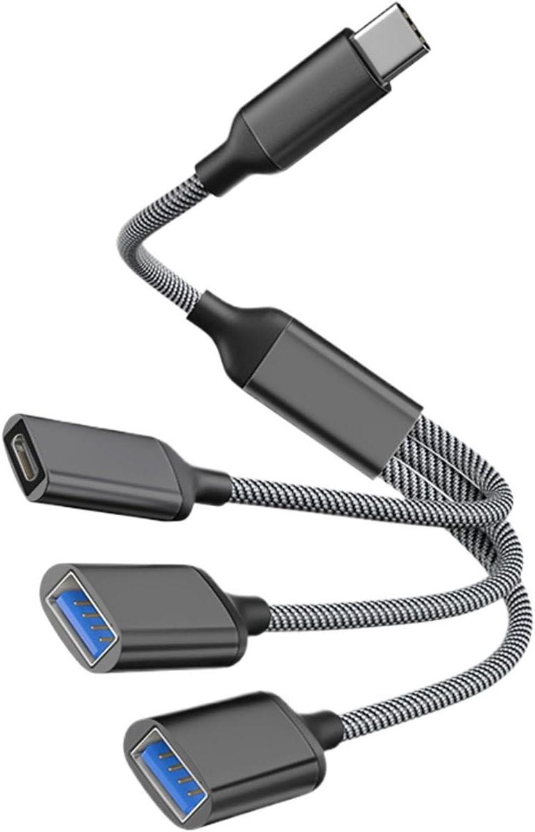 USB-splitterkabel - Poort expander - Apparaten verbinden - 1 naar 3 poorten - 30 cm - Zwart